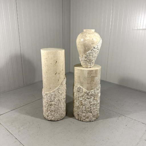Travertijn Mactan Stenen Zuilen & Vaas 1980's