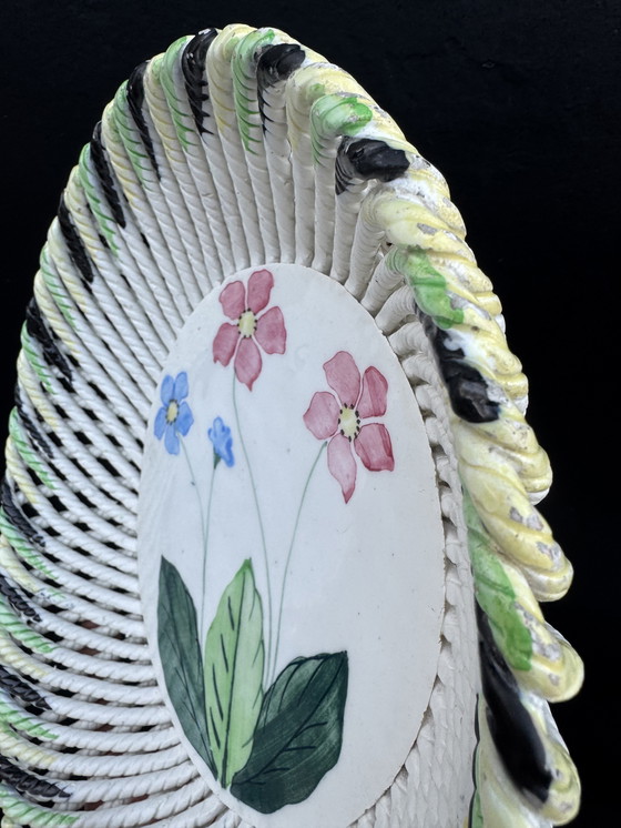 Image 1 of Cesta de frutas de cerámica tejida de los años 50