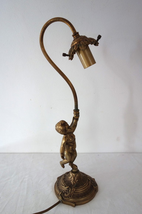 Image 1 of Art Deco brass cherub or angel lamp