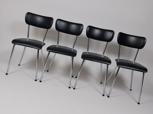 4 x Vintage Chairs in Skai Leather, 1960s