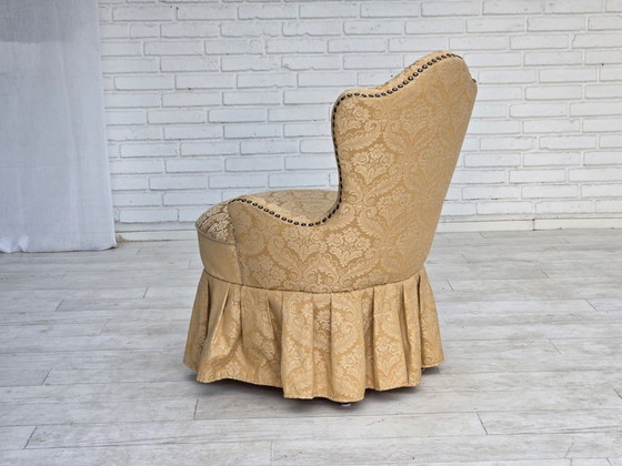 1960s, Danish cocktail lounge chair, jacquard fabric, beech wood. – Armchairs, Textile (photo 6 of 17)