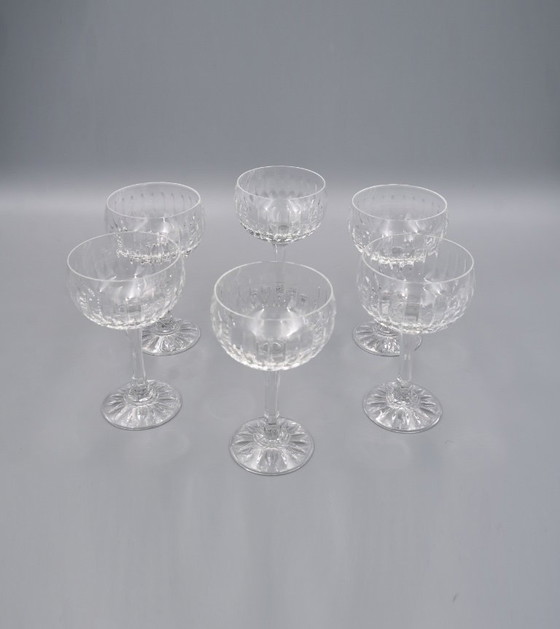 Image 1 of 6 Vintage-Style Crystal Champagne Coupes, 1960s Style