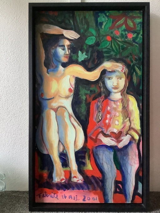 Cuadro al óleo de Fabrice "Amor de niños"