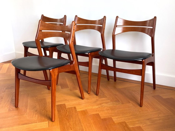 Magnificent set of 4 Danish Erik Buck model 301 chairs – Christiansen Mobelfabrik, Dining chairs, Wood (photo 3 of 19)