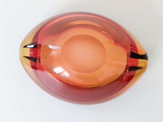 Murano-Sommerso-Aschenbecher aus der Mitte des Jahrhunderts, rosa-orange – Schalen, Glass (photo 12 of 19)