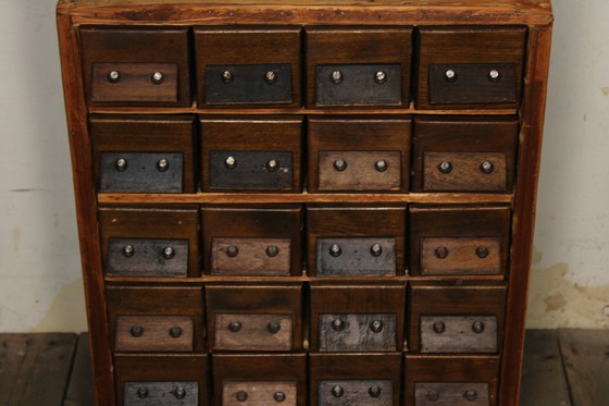 Image 1 of Antique wooden apothecary cabinet – card and drawer cabinet, Europe circa 1900, original vintage furniture