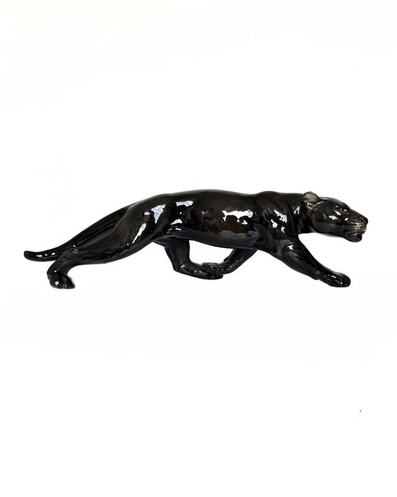 Image 1 of Vintage porcelain black panther Goebel 1970s