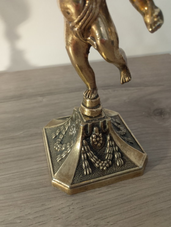 Image 1 of Paar bronzen kandelaars met putti, Franse kunst, Lodewijk XVI-stijl, 19e eeuw