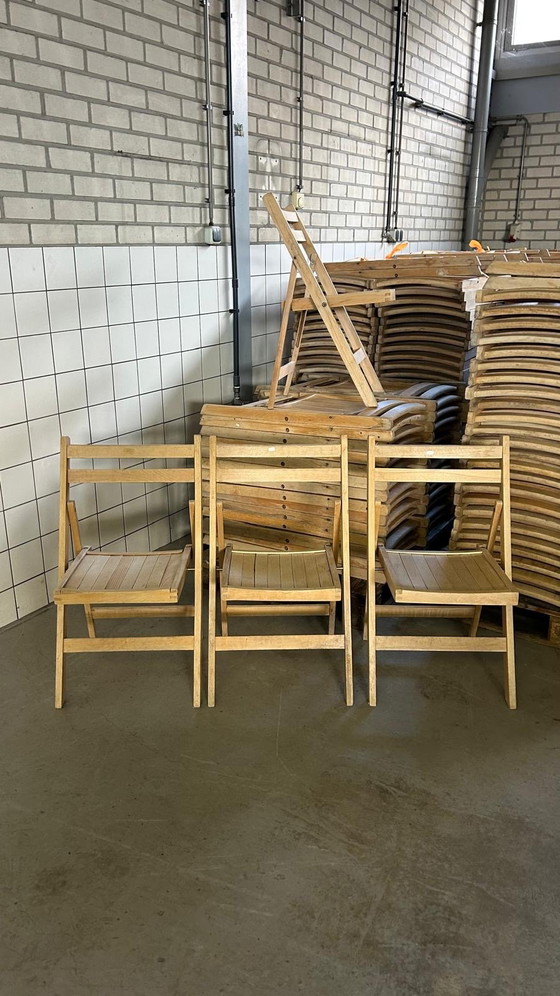 Partij Van 75 Hardhouten Klapstoelen ‘80 – Wood, Metal (photo 6 of 6)