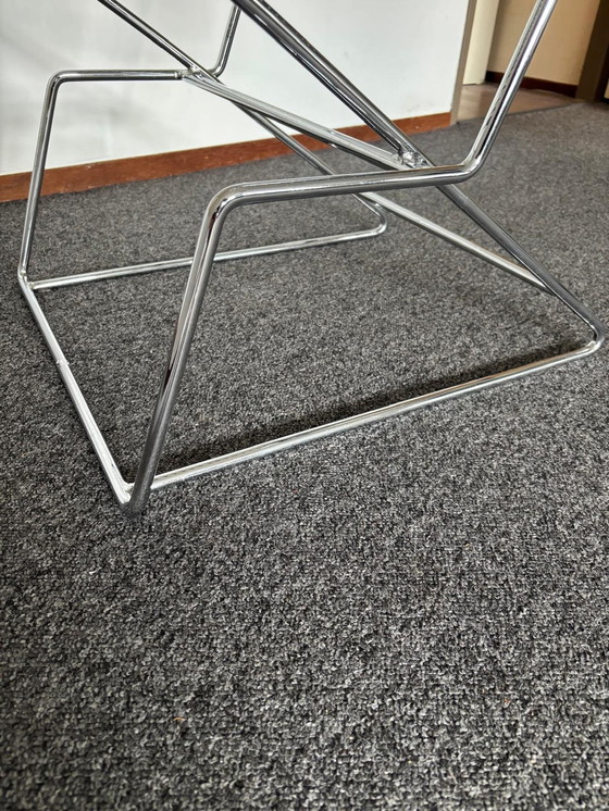 Image 1 of 4 vintage 1980s Till Behrens Kreuzschwinger wire steel chairs for Schlubach