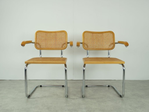 2 eetkamerstoelen in Marcel Breuer stijl, vintage design B64 Cesca