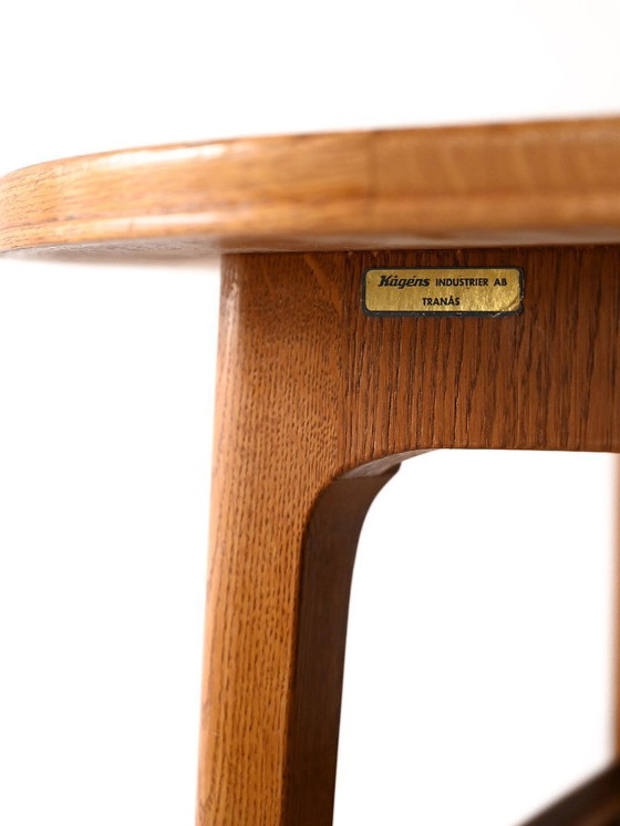 Image 1 of 1960s Scandinavian oak coffee table with slatted shelf