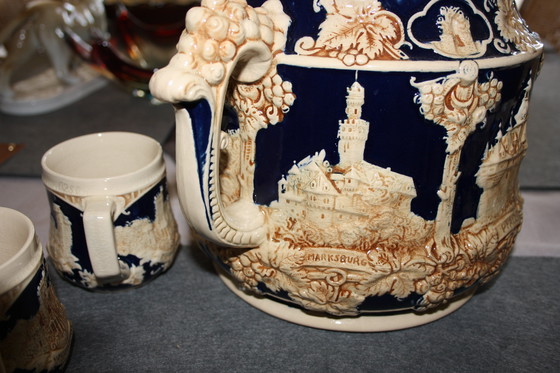 Image 1 of Juego de cuencos de cerámica antiguos con motivo del Palatinado: rareza y decoración, incluye 6 tazas