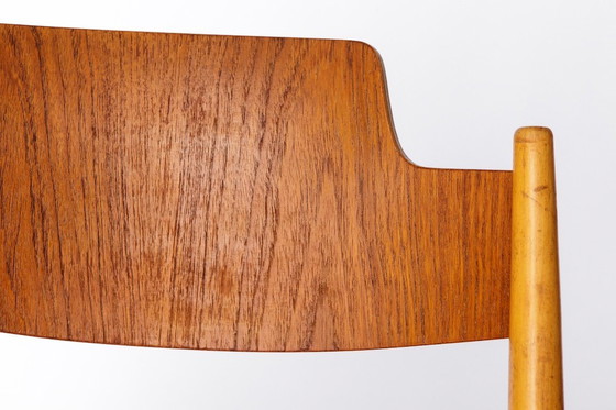 Image 1 of Set van 6 Egon Eiermann SE18 opvouwbare stoelen – Wilde + Spieth, jaren 50, vintage stoelen van teakhout en beukenhout