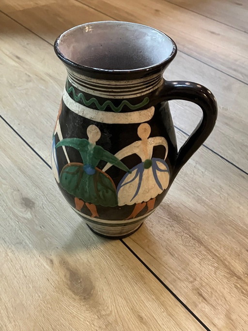 Vintage Vase pichet Art déco Motif slovaque