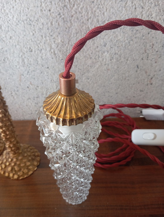 Image 1 of Retro chic glass spindle pendant lamp with diamond tip