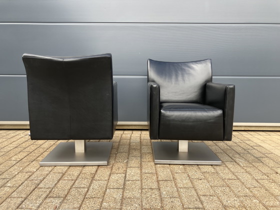 Image 1 of 2x sedie laterali Jori Kubolo in pelle nera Condizioni ottimali!!!