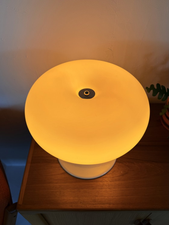 Vintage Deense Opaalglazen Donut Lamp ‘70 – Tafellampen, Glass, Plastic (photo 9 of 11)