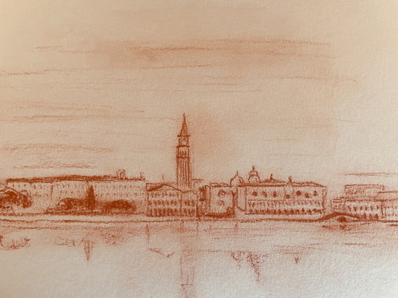 Image 1 of Signed Sanguine Landscape View of Venice Saint Mark's Square Venice