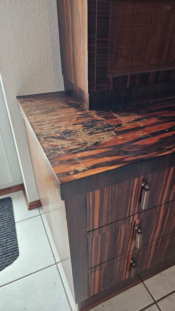 Image 1 of Art Deco corner display cabinet Makassar ebony