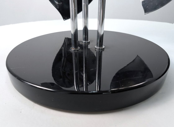 Image 1 of Chrome Leaf Floor Sculpture on Circular Base, 1970s