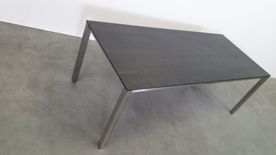 Image 1 of Arco Tisch aus reiner Eiche, geräuchertem Edelstahl, niederländisches Design, 210 x 90