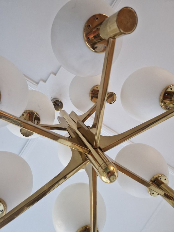 Lampada a sospensione vintage - Anni '50 a '60 - Italia – Lampade a sospensione, Vetro, Ottone (photo 8 of 15)