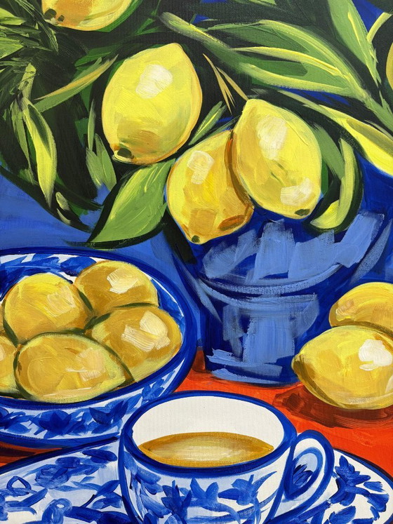 Image 1 of Pintura acrílica del artista E. García "Té de limón" 100x70
