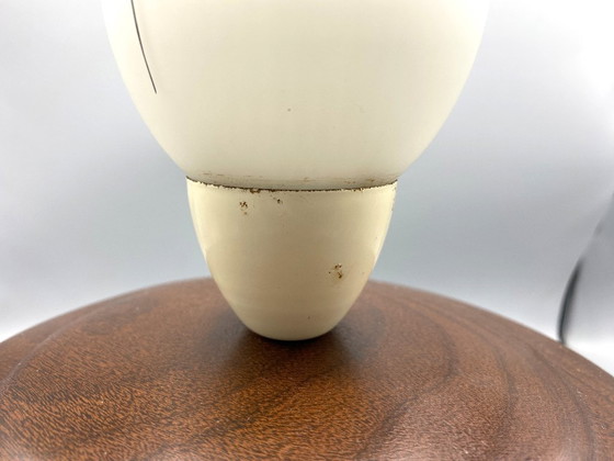 Image 1 of Vintage Mid-Century Tafellamp – Houten & Onyx Voet, Messing Details, Design Jaren 50 – 60 - Unieke Decoratieve Lamp