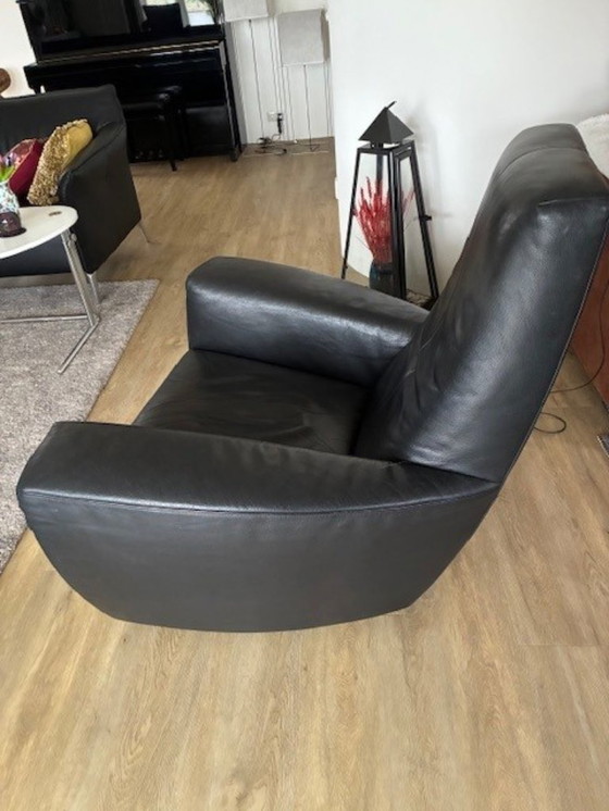 Image 1 of In exzellentem Zustand: Label Longa Sessel aus schwarzem Leder, Gerard van den Berg