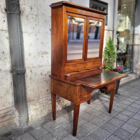 Image 1 of Bureau / Escritorio Bonheur du jour, caoba y cuero, Directorio, p. s. XIX - Francia