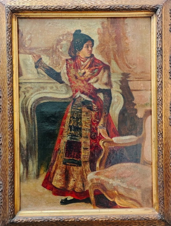 Image 1 of Antique Spanish Portrait – 19th Century – "Lady in Traditional Costume"