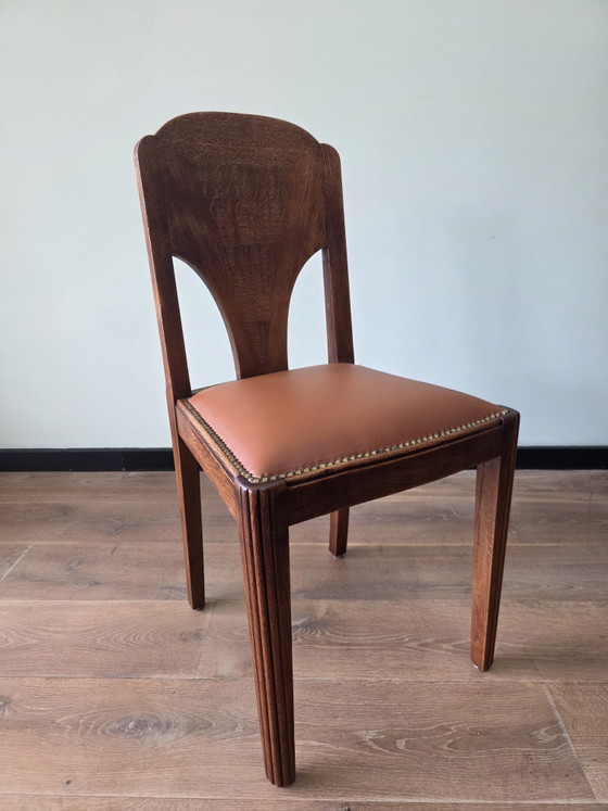 Image 1 of Set Van 6 Amsterdamse School Eetkamerstoelen | Jaren 20