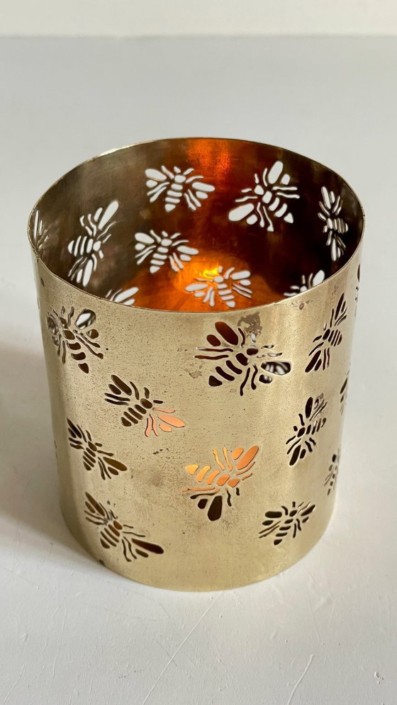 Image 1 of Messing bijen kaarsenhouder