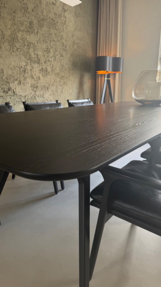 Image 1 of Stellar Works Ren dining table + 6 chairs – black oak / leather