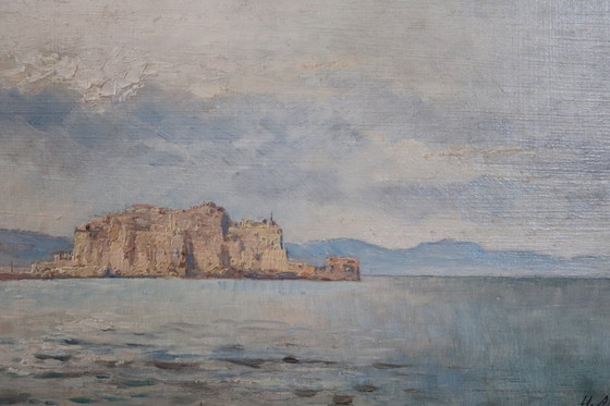 Image 1 of View of the Gulf of Naples, Oil Painting on Board, Italy Early 20th Century, Signed