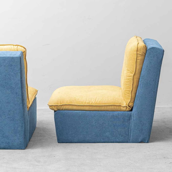 Canapé modulaire vintage 3 places en tissu bicolore – Années 70 – Sofas (photo 8 of 8)