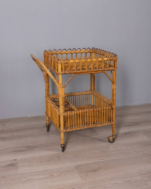 Chariot de bar vintage en bambou, design italien des années 1960 – serveerwagens, Bamboo (photo 2 of 10)