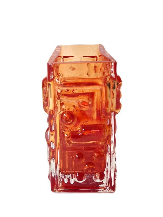 Image 1 of Josef Schott - Vase bloc orange - Smålandshyttan Suède
