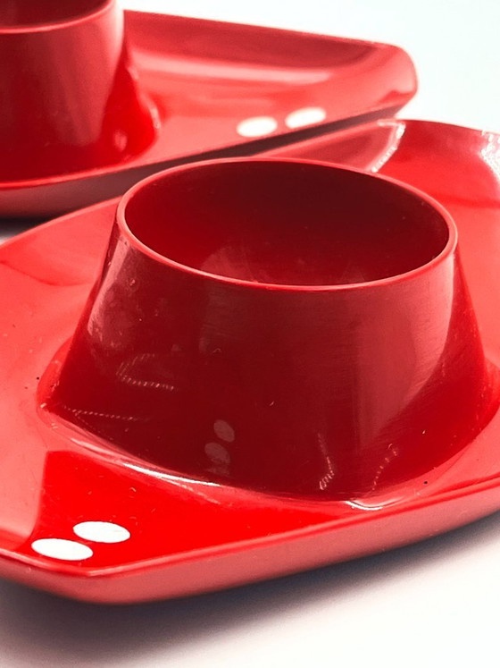 Set di 3 portauova Space Age Kayser, Accessori da tavola, Plastica, Rosso (foto 8 di 8)