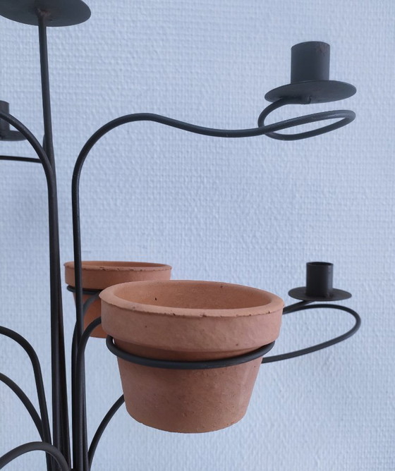 Image 1 of chandelier sept feux métal terre cuite