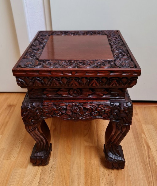 Asian side table plant table carved wood vintage