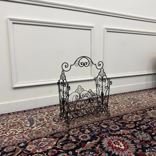 Classic French Wrought Iron Magazine Rack
