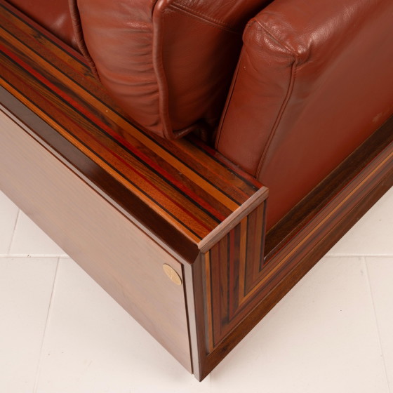 Sofá Paganini de Luciano Frigerio para Frigerio di Desio 1980 – Leather, Wood (photo 16 of 20)
