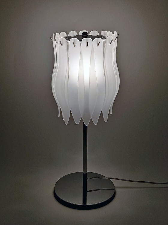 Massive Table lamp with glass slats – Metal, Vintage (photo 8 of 18)