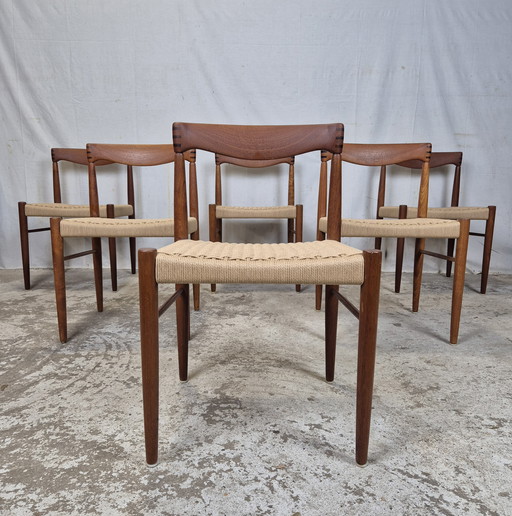 H.W. Klein, sillas danesas vintage Bramin, nuevo cordón de papel