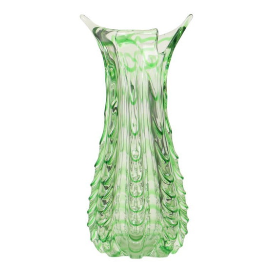 Image 1 of Large Green Glass Vase Murano