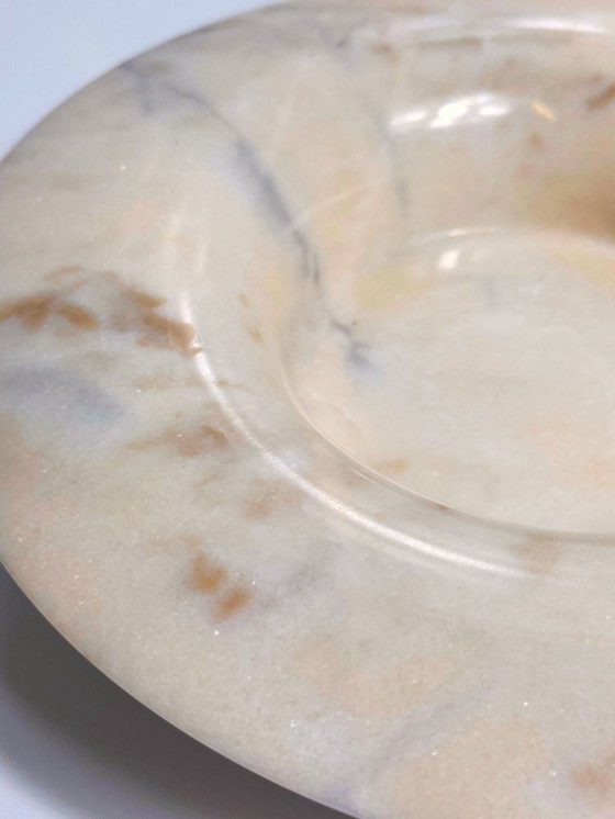 Image 1 of Italienische Alabaster Schale 50er 60er Mid Century Marmor Stein Beige Naturstein Travertin Schüssel Vide Poche