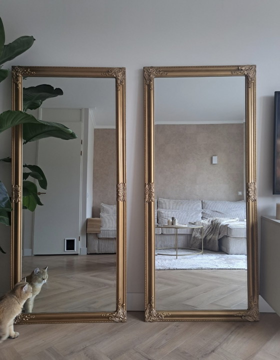 Image 1 of 4 espejos de aspecto antiguo de bronce dorado con facetas