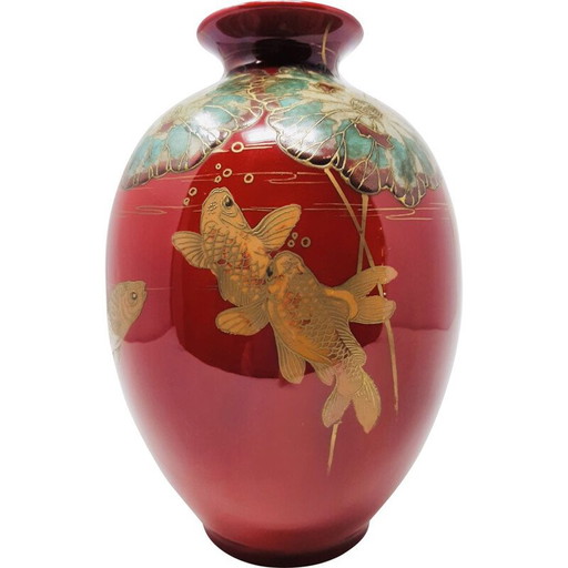 Vase vintage art nouveau peint par W. Ģ. Hodkinson of Doulton and co, 1902